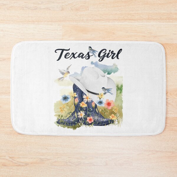 Item preview, Texas Girl with Cowboy Boots/Hat,  Wildflowers, Birds & Meadow Background designed and sold by JeweledDesigns.