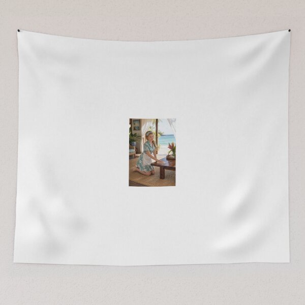 Item preview, Woman in floral aloha dress cleaning table designed and sold by CathryneDelamort.