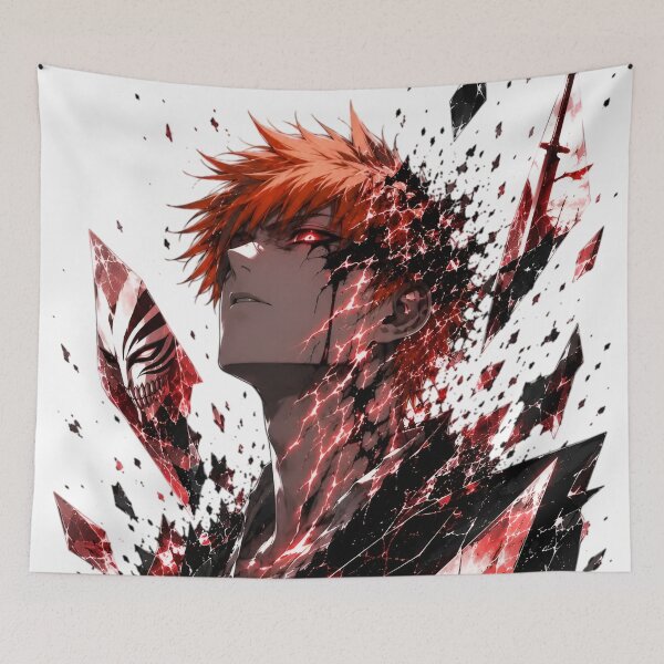 Item preview, Orange Haired Dark Warrior – Crimson Shattered Mask Anime Gothic Art designed and sold by Dyan4.