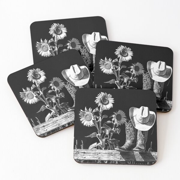 Item preview, Cowboy Boots, Hat and Sunflowers Rustic Western Ranch Art Design designed and sold by inkoutninja.