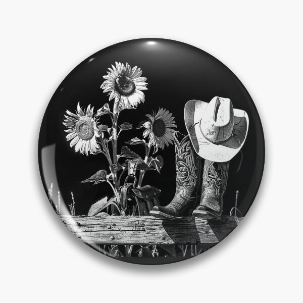 Item preview, Cowboy Boots, Hat and Sunflowers Rustic Western Ranch Art Design designed and sold by inkoutninja.
