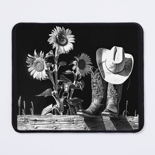 Item preview, Cowboy Boots, Hat and Sunflowers Rustic Western Ranch Art Design designed and sold by inkoutninja.