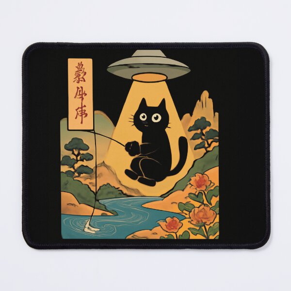 Item preview, Mystical UFO Cat in Japanese Mountain Landscape designed and sold by Zizo-DR44.