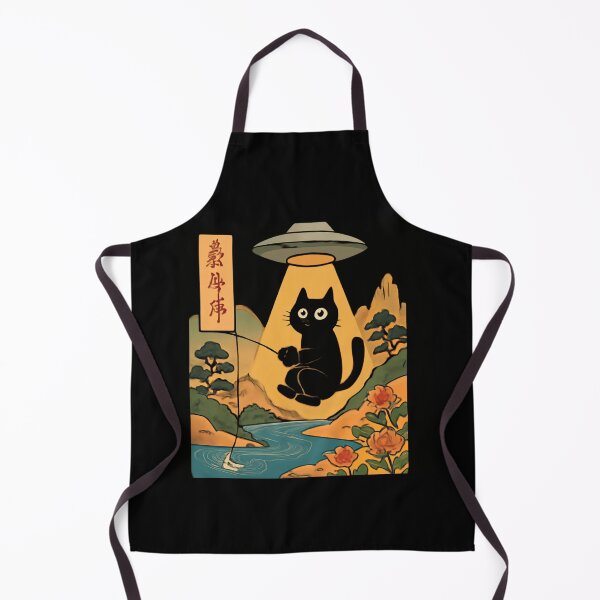 Item preview, Mystical UFO Cat in Japanese Mountain Landscape designed and sold by Zizo-DR44.