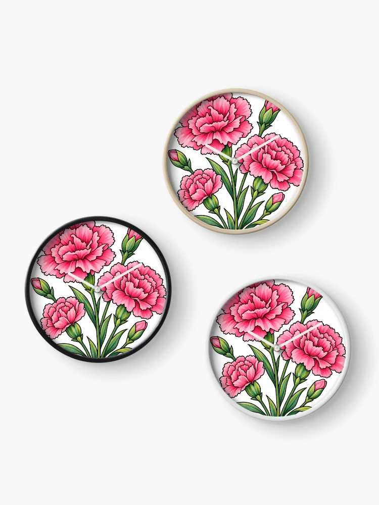 Thumbnail 3 of 4, Clock, Carnations designed and sold by GraphicsClub.