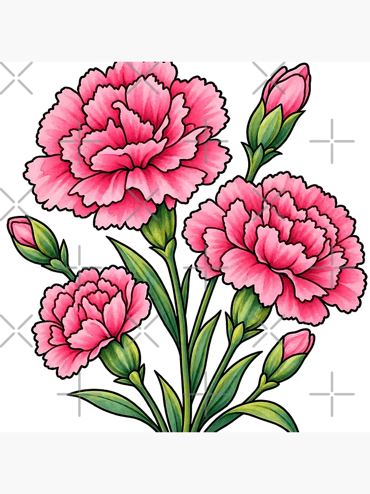 Thumbnail 4 of 4, Clock, Carnations designed and sold by GraphicsClub.