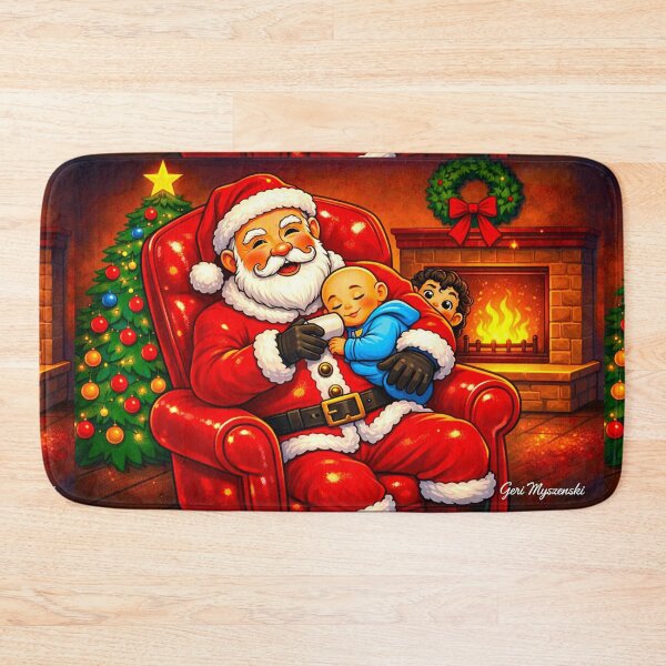 Item preview, Santa’s Cozy Christmas Moment – Festive Cartoon Art designed and sold by The Art Queen Of Michigan .