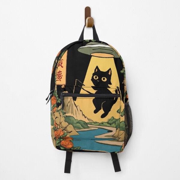 Item preview, Black Cat Abduction UFO Chinese Mountain Art designed and sold by Zizo-DR44.