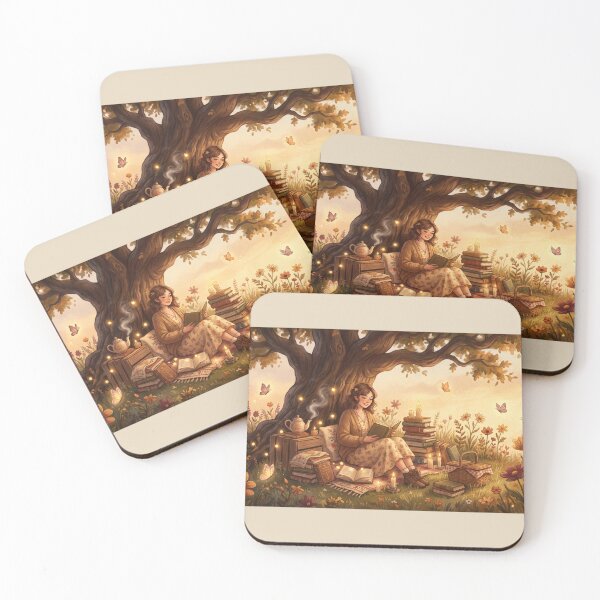 Item preview, Cottagecore Girl Reading Outdoors | Cozy Nature Book Art designed and sold by SebastianSpace.
