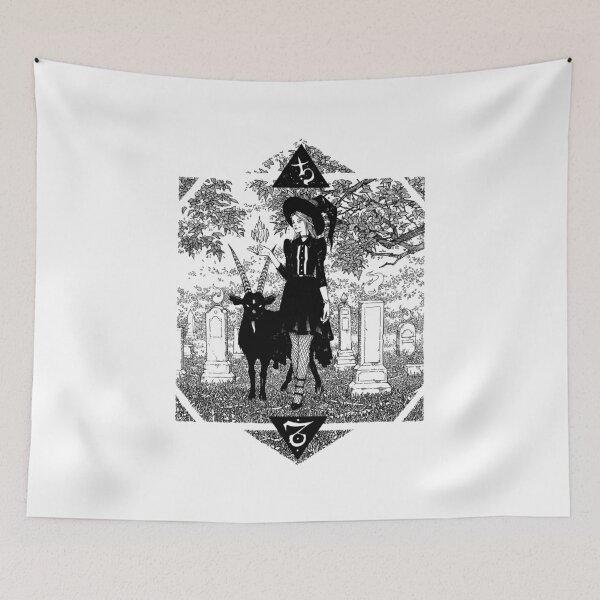 Item preview, CAPRICORN - Witch with Goat in Graveyard designed and sold by eriksolemart.