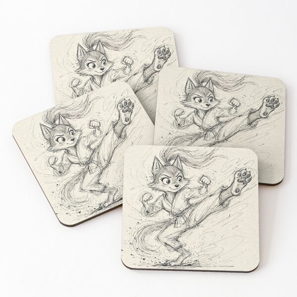 Item preview, Gestural Karate Wolf Girl - Loose Ink Dojo Kick Sketch designed and sold by Trevor Cutler.