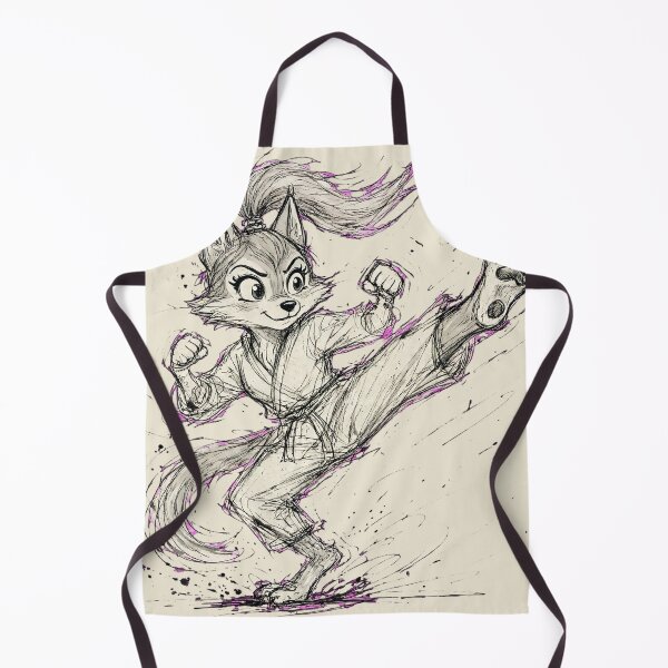 Item preview, Gestural Karate Wolf Girl - Loose Ink Dojo Kick Sketch designed and sold by Trevor Cutler.