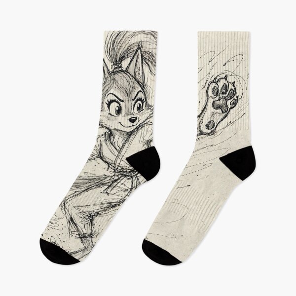 Item preview, Gestural Karate Wolf Girl - Loose Ink Dojo Kick Sketch designed and sold by Trevor Cutler.