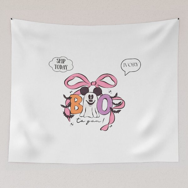 Item preview, Cute Ghost Mouse Halloween Boo Pink Bow Artwork designed and sold by DianeGran98068.