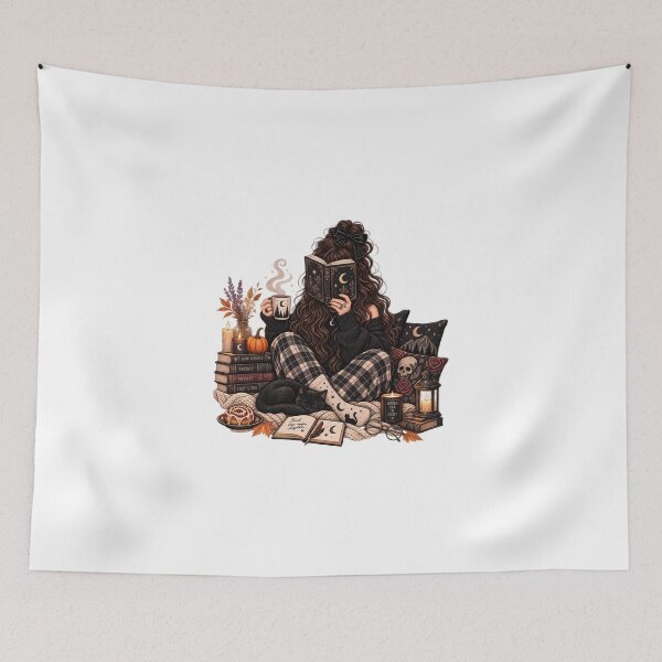 Item preview, Cozy Witch Reading With Black Cat designed and sold by RetroPop23.