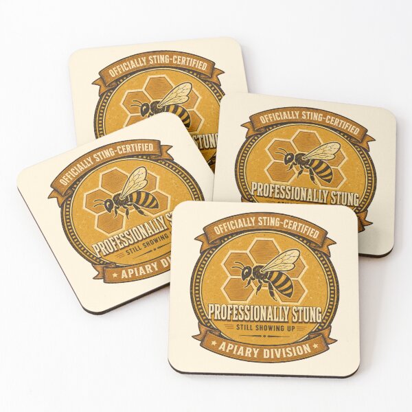Item preview, Funny Beekeeper Gift Professionally Stung Still Showing Up Vintage Badge Shirt Apiary Beekeeping Humor Sticker designed and sold by Fanverse Merchandise.