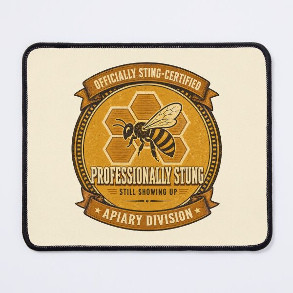 Item preview, Funny Beekeeper Gift Professionally Stung Still Showing Up Vintage Badge Shirt Apiary Beekeeping Humor Sticker designed and sold by Fanverse Merchandise.