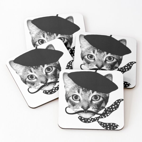 Item preview, French Cat with Beret Mustache designed and sold by Art_Redbel.