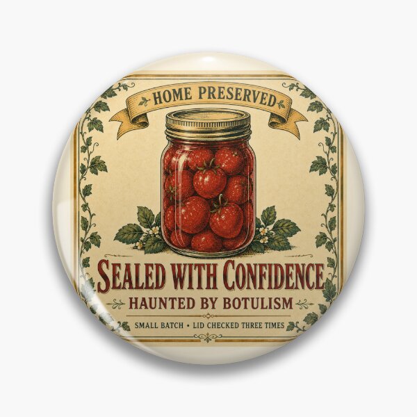 Item preview, Funny Canning Gift Sealed With Confidence Haunted By Botulism Home Preserving Shirt Vintage Label Sticker Canner Gift designed and sold by Fanverse Merchandise.