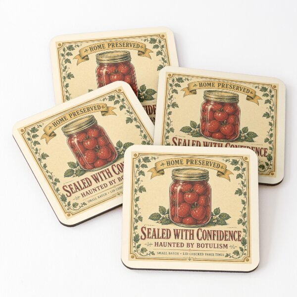 Item preview, Funny Canning Gift Sealed With Confidence Haunted By Botulism Home Preserving Shirt Vintage Label Sticker Canner Gift designed and sold by Fanverse Merchandise.