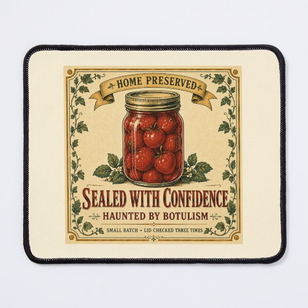 Item preview, Funny Canning Gift Sealed With Confidence Haunted By Botulism Home Preserving Shirt Vintage Label Sticker Canner Gift designed and sold by Fanverse Merchandise.
