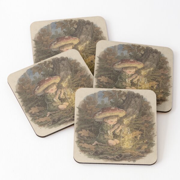Item preview, Mushroom Sprite Bottling Fireflies designed and sold by PictorialWhimsy.
