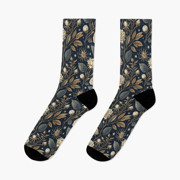 Item preview, Midnight Botanical Garden – Golden Vintage Roses & Celestial Stars designed and sold by Whimsical Wayfarer.