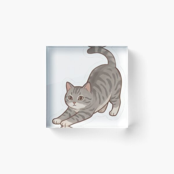 Item preview, Cute Gray Tabby Cat Stretching Cartoon designed and sold by BlurBlurDesign.