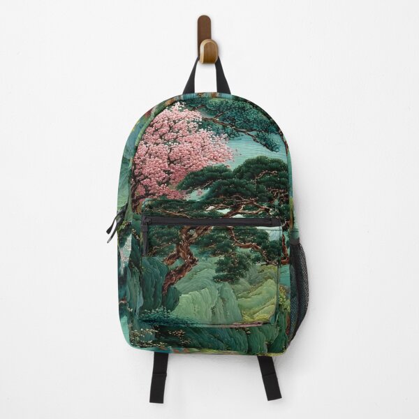 Item preview, A Lush Landscape with Cherry Blossoms, Majestic Mountains, and Tranquil Waters Weaving Through an Exquisite Nature Reflections Scene designed and sold by Matt_Smith.