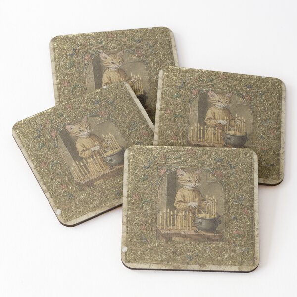 Item preview, Medieval Cat Candlemaker Dipping Tapers at Dusk designed and sold by PictorialWhimsy.