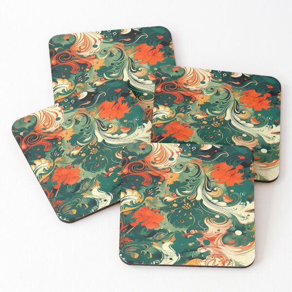 Item preview, Whirling Autumn Leaves A Lush Abstract Design Celebrating the Fluidity of Nature's Colors in a Vibrant Swirl of Greens, Oranges, and Creams designed and sold by Matt_Smith.