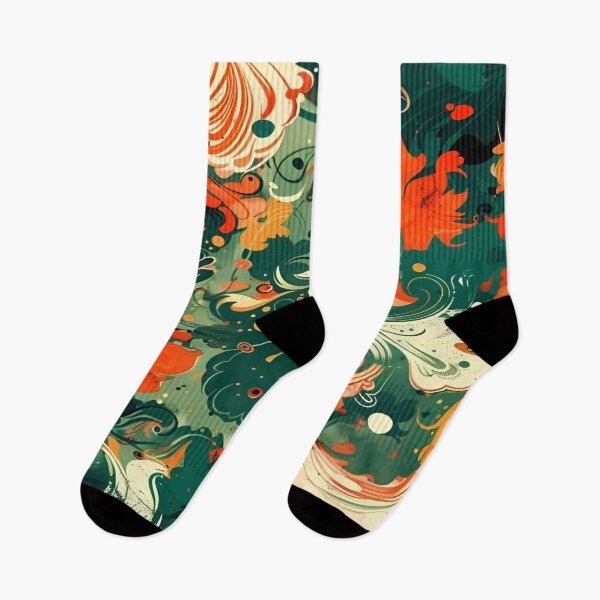 Item preview, Whirling Autumn Leaves A Lush Abstract Design Celebrating the Fluidity of Nature's Colors in a Vibrant Swirl of Greens, Oranges, and Creams designed and sold by Matt_Smith.