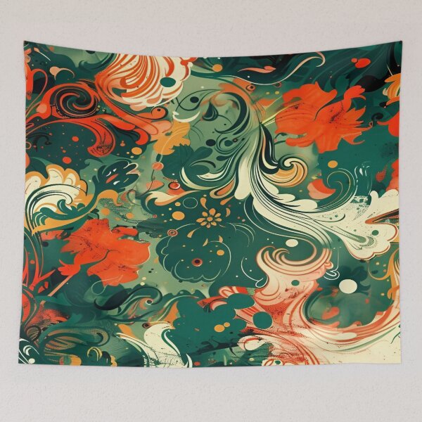 Item preview, Whirling Autumn Leaves A Lush Abstract Design Celebrating the Fluidity of Nature's Colors in a Vibrant Swirl of Greens, Oranges, and Creams designed and sold by Matt_Smith.