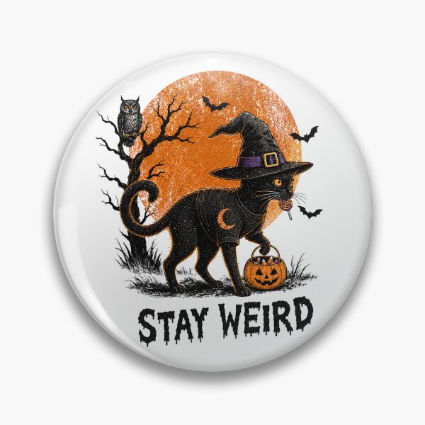 Item preview, Stay Weird Black Cat Witch With Moon And Pumpkin Halloween Graphic designed and sold by Unique personality⭐⭐⭐⭐⭐.