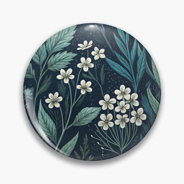 Item preview, Dark Florals Anthology – Midnight Forest Meadow With Muted Teal & White Wildflowers designed and sold by Whimsical Wayfarer.