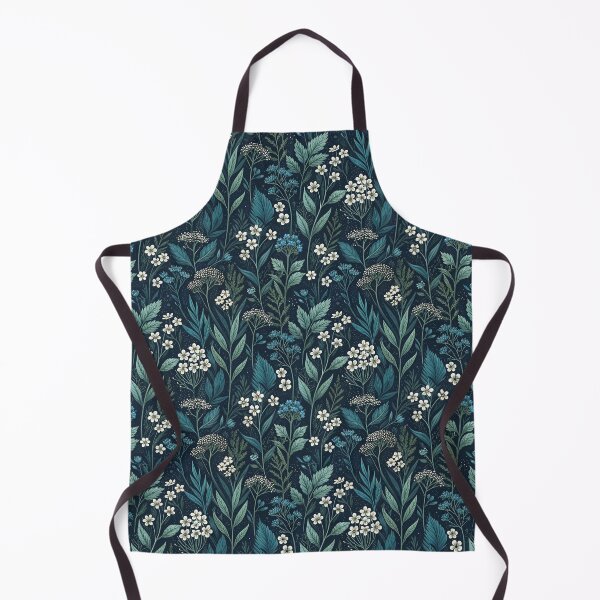Item preview, Dark Florals Anthology – Midnight Forest Meadow With Muted Teal & White Wildflowers designed and sold by Whimsical Wayfarer.