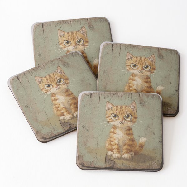 Item preview, Startled Ginger Kitten Folk Painting designed and sold by PictorialWhimsy.