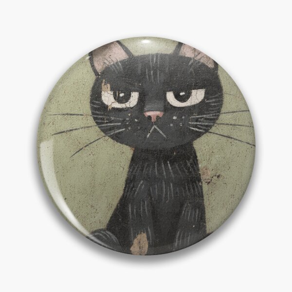 Item preview, Suspicious Black Cat Folk Painting designed and sold by PictorialWhimsy.
