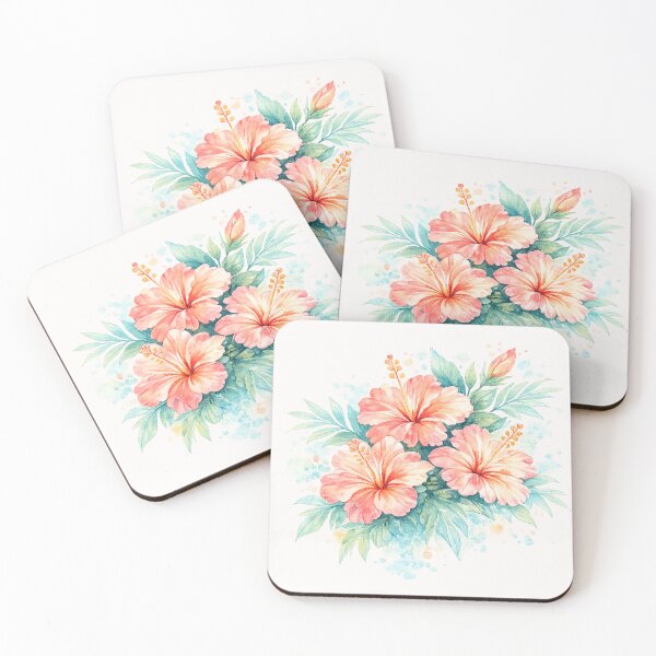 Item preview, Ocean Breeze Hibiscus Bouquet | Watercolor Tropical Floral Art | Botanical Flower Illustration designed and sold by IamNolmo.