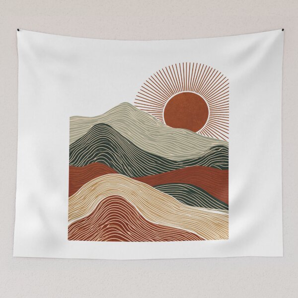 Item preview, Woodcut Mountain Scenery Spring Highlands Art designed and sold by TrendyGalaxy.