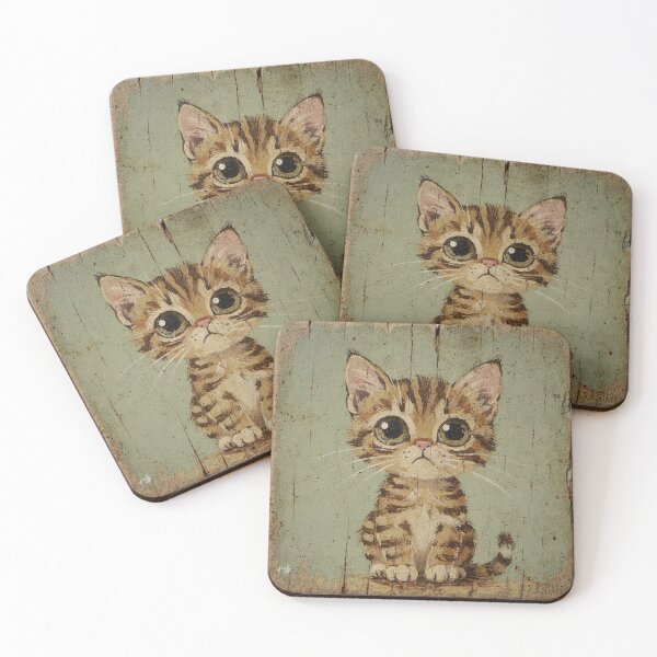 Item preview, Worried Tabby Kitten Folk Portrait designed and sold by PictorialWhimsy.