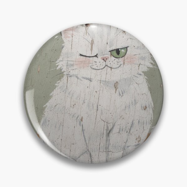 Item preview, Smug White Cat Side-Eye Folk Art designed and sold by PictorialWhimsy.