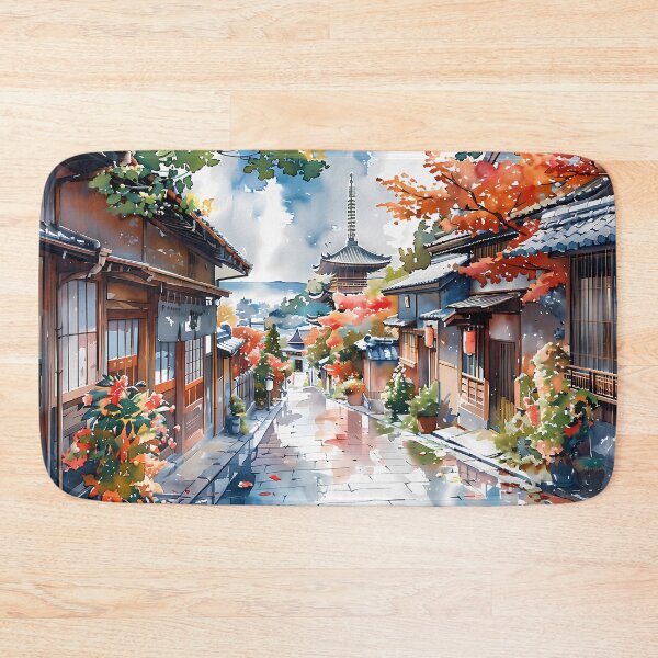 Item preview, Autumn Path Through Traditional Kyoto Streets designed and sold by Whimsical Wayfarer.