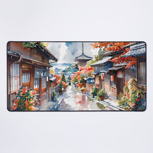 Item preview, Autumn Path Through Traditional Kyoto Streets designed and sold by Whimsical Wayfarer.