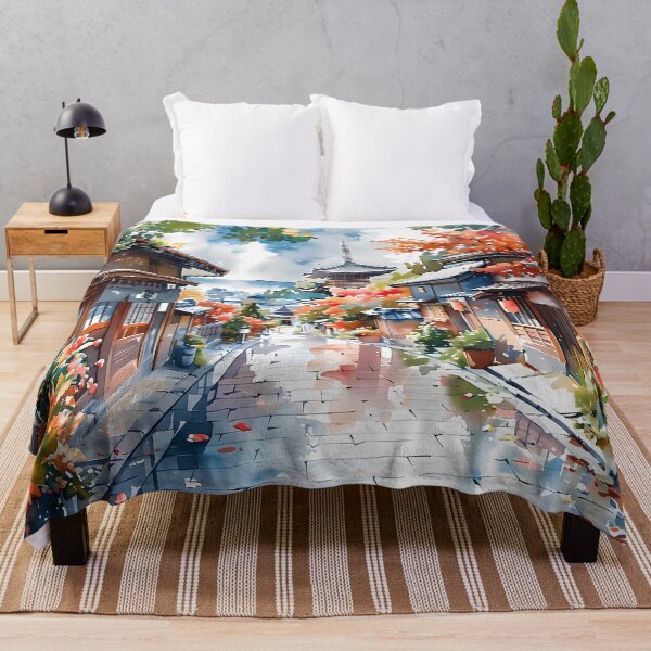 Item preview, Autumn Path Through Traditional Kyoto Streets designed and sold by Whimsical Wayfarer.