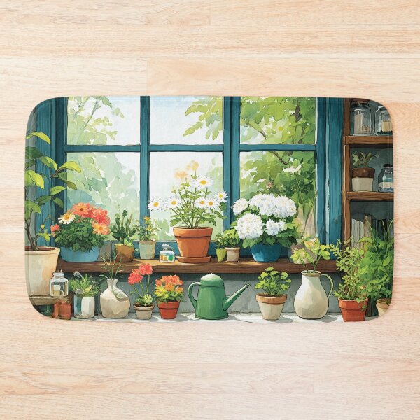 Item preview, Cozy Botanical Window Sill – Sunlit Kitchen Garden Corner (Anime Cottagecore Aesthetic) designed and sold by Whimsical Wayfarer.