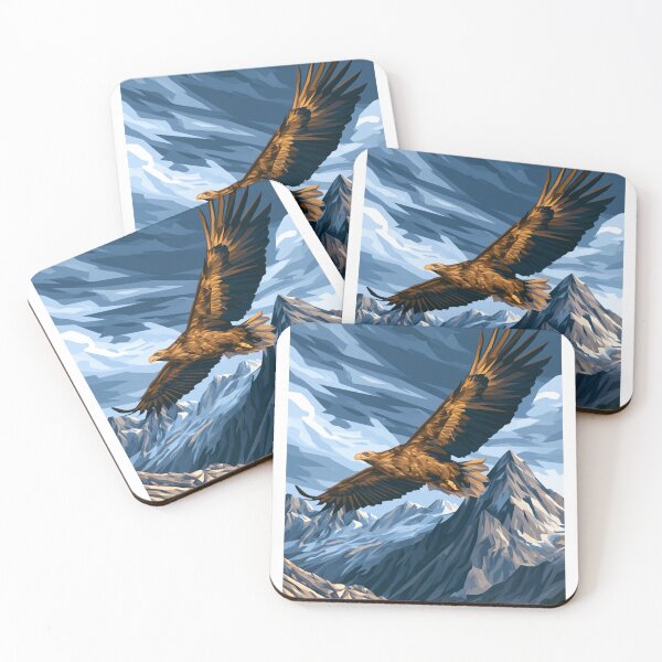 Item preview, Soaring Eagle Over Rugged Mountains Wildlife Vector designed and sold by TrendyGalaxy.