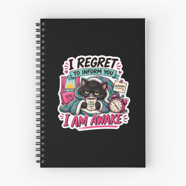 Item preview, I Regret to Inform You I Am Awake – Grumpy Cat Morning Humor designed and sold by Brave Little Mess Club.