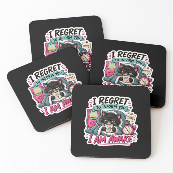 Item preview, I Regret to Inform You I Am Awake – Grumpy Cat Morning Humor designed and sold by Brave Little Mess Club.