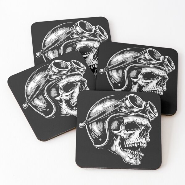 Item preview, Biker Skull Motorcycle Helmet Goggles Dark Rider Vintage Moto Art designed and sold by inkoutninja.